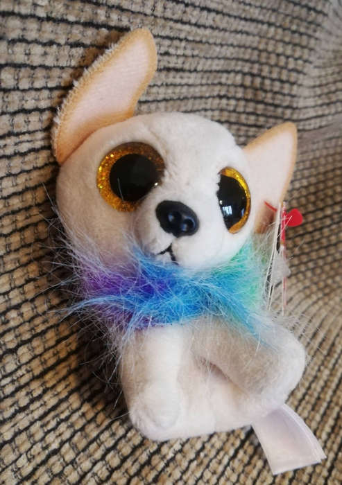 RARE 2022 Exclusive UK Release! TY Beanie Boos Chewey Chihuahua Dog Metal Key Clip Plush Toy. 12cm.