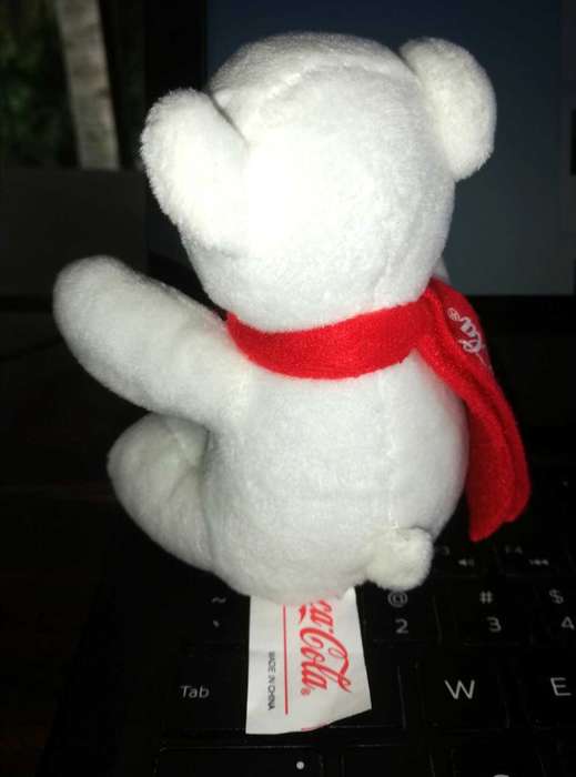 Collectable Smiling Coca-Cola Teddy Bear with Red Coca-Cola Scarf. 11cm.
