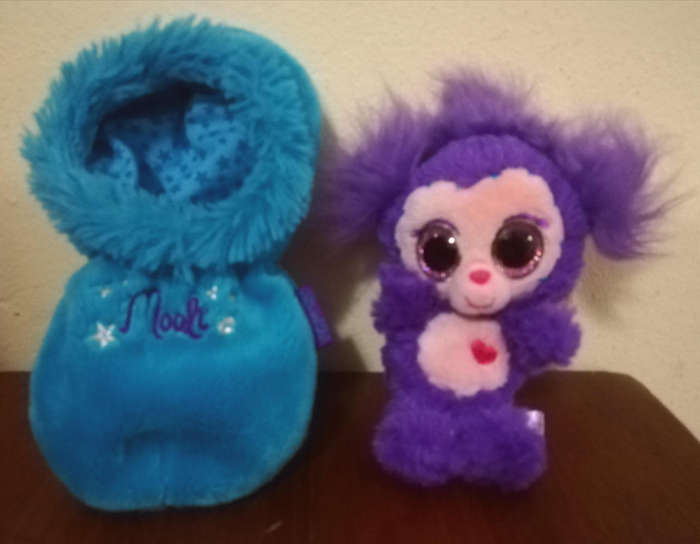 Ylvi & the Minimoomis Cuddly toy Mooli and a Purple Sleeping Bag. 15cm.