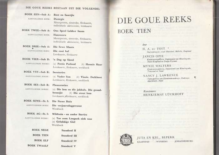 Die Goue reeks nr 10 - HA du Toit - stories vir kinders in std 3 (graad 5?)