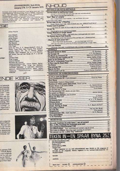 Lot van 3 Brandwag tydskrifte - 2 Mei 75 / 7 Nov 75 / 31 Jan 75