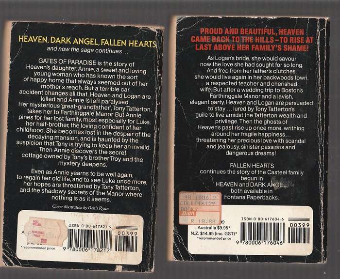 Lot of 3 Virginia Andrews Thrillers - Fallen Hearts / Gates of paradise / Dark angel