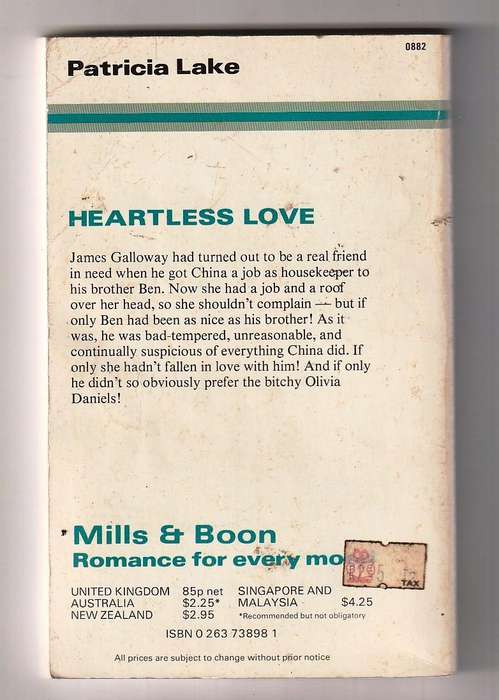 Heartless Love - Patricia Lake - Mills & Boon