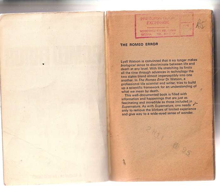 The Romeo Error - Lyall Watson - Companion abot life and afterlife
