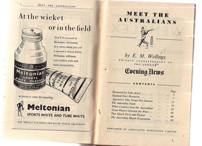 Australia to England - Ashes Cricket tour brosjure 1953