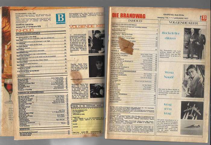 Lot van 6 Brandwag Tydskifte - 3 10 75 / 1 8 75 / 5 9 75 / 28 5 76 / 6 2 76 en 7 1 77
