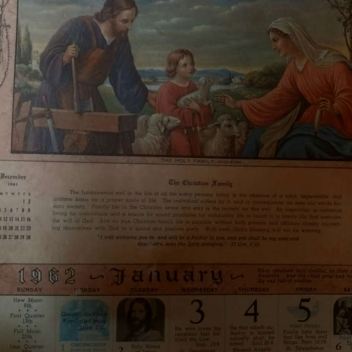 Church Art Calender for the Catholic Home 1962