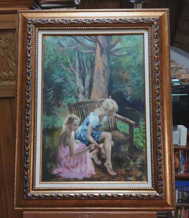 Marie Vermeulen Breedt painting 2 children in park