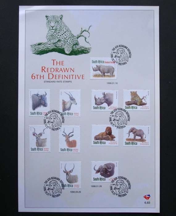 SOUTH AFRICA First Day Card - The Redrawn 6th Definitive: Standard and Airmail Stamps 1998