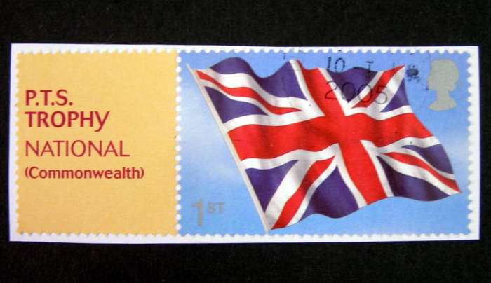 GREAT BRITAIN (on piece) - Ian Fleming's James Bond (Flag stamp of 2001 with 2 phos. bands)+Tag 2008