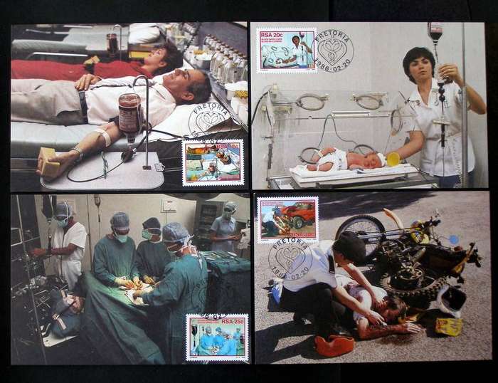 SOUTH AFRICA Maxi Card Set - Donate Blood 1986