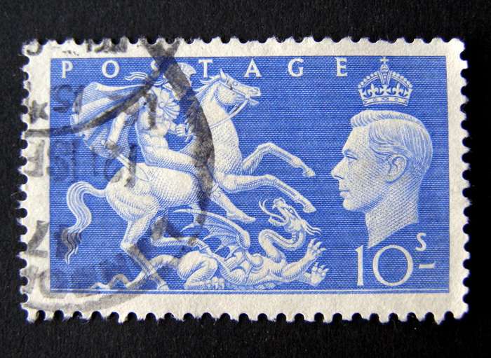 GREAT BRITAIN - 10s. Blue St George and the Dragon 1951