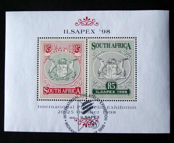 SOUTH AFRICA Miniature Sheet (First Day Cancel) - Ilsapex Philatelic Exhibition 1998