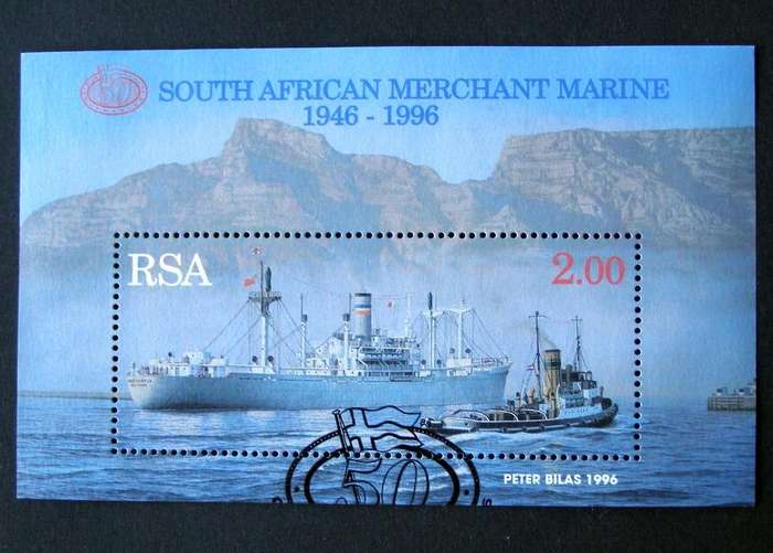 SOUTH AFRICA Miniature Sheet (First Day Cancel) - 50th Anniv. of SA Merchant Marine 1996
