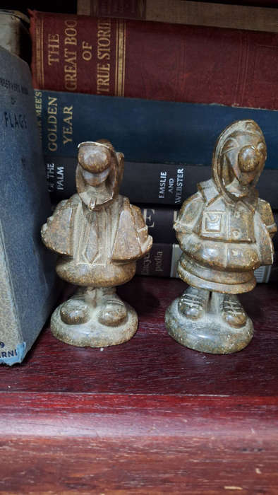 Vintage Soapstone Carvings  Andy Capp & Flo Comic Figurines (Pair)