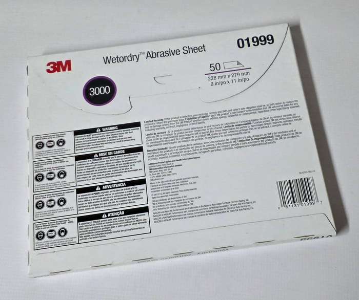3M Wetordry Abrasive Sheet - 3000 Grit  ( 50 sheets of 228mm x 279 mm )
