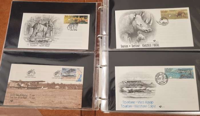 IDEAL RING FDC ALBUM WITH RSA 6TH SERIES FIRST DAY COVERS ETC. AS PER SCANS. NB: PLEASE READ BELOW!!