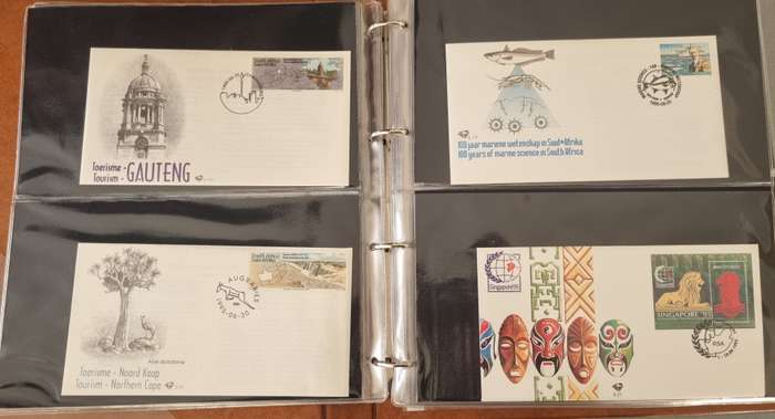IDEAL RING FDC ALBUM WITH RSA 6TH SERIES FIRST DAY COVERS ETC. AS PER SCANS. NB: PLEASE READ BELOW!!