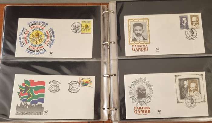 IDEAL RING FDC ALBUM WITH RSA 6TH SERIES FIRST DAY COVERS ETC. AS PER SCANS. NB: PLEASE READ BELOW!!