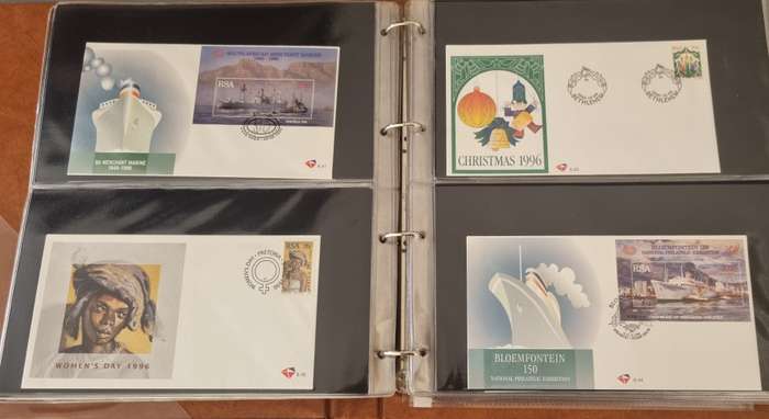 IDEAL RING FDC ALBUM WITH RSA 6TH SERIES FIRST DAY COVERS ETC. AS PER SCANS. NB: PLEASE READ BELOW!!