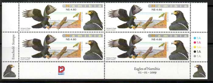 NAMIBIA 2009 EAGLES UMM SET OF (X4) CONTROL BLKS. AS PER SCANS. SACC647/50. CV R940.