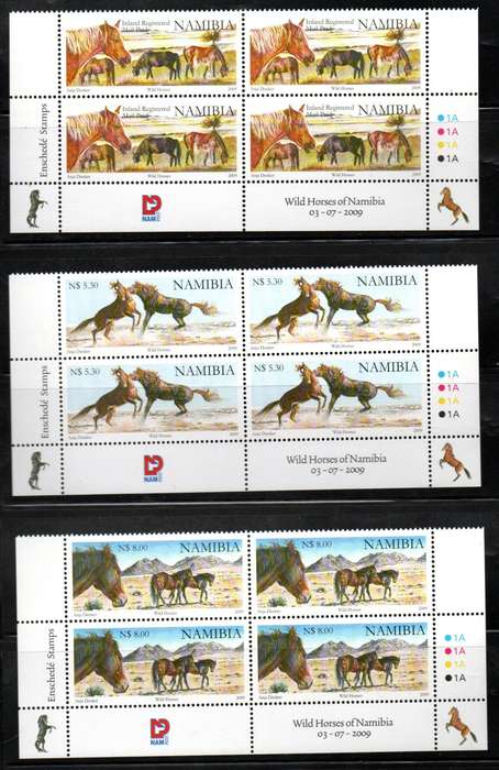 NAMIBIA 2009 WILD HORSES UMM SET OF (X3) CONTROLS BLKS + ADD VALUE 1A+1B CONTROLS. TOTAL CV R840.