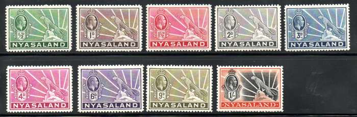 NYASALAND 1934-5 KGV LMM SET OF (X9). SG114/122. AS PER SCANS. CV GBP 48.