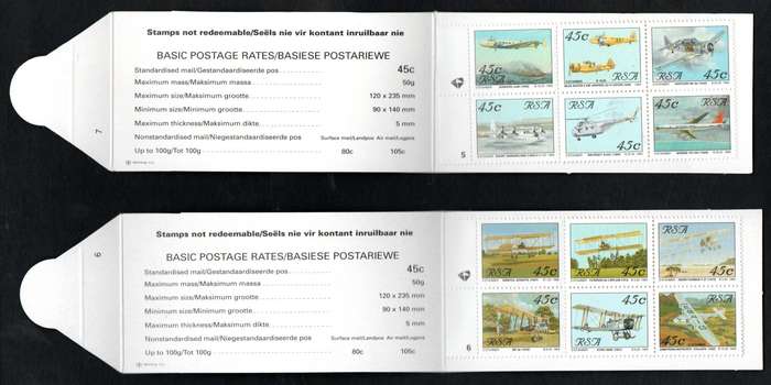 RSA 1993 AVIATION BOOKLETS 1-10 MINT AND COMPLETE. WHITE INSIDE COVERS + RED BOX ON REVERSE.