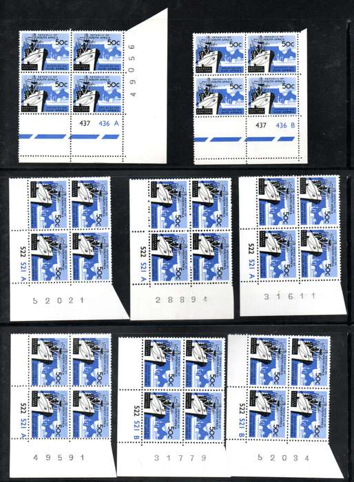 RSA 1ST DEF CLEARANCE OF 50c CONTROL BLKS UMM (ODD WITH MOUNT MARKS IN MARGIN). AS PER SCANS. BIG CV