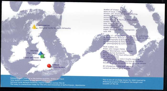 GB 2000 Millennium Series 'Art and Craft' presentation pack no 311.