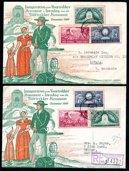 UNION 1949 INAUG OF THE VOORTREKKER MONUMENT SELECTION OF (X22) COVERS. CONDITION ETC AS PER SCANS.
