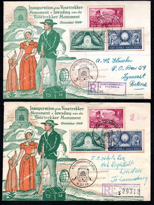 UNION 1949 INAUG OF THE VOORTREKKER MONUMENT SELECTION OF (X22) COVERS. CONDITION ETC AS PER SCANS.