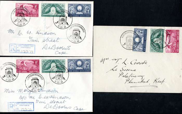 UNION 1949 INAUG OF THE VOORTREKKER MONUMENT SELECTION OF (X20) COVERS. CONDITION ETC AS PER SCANS.