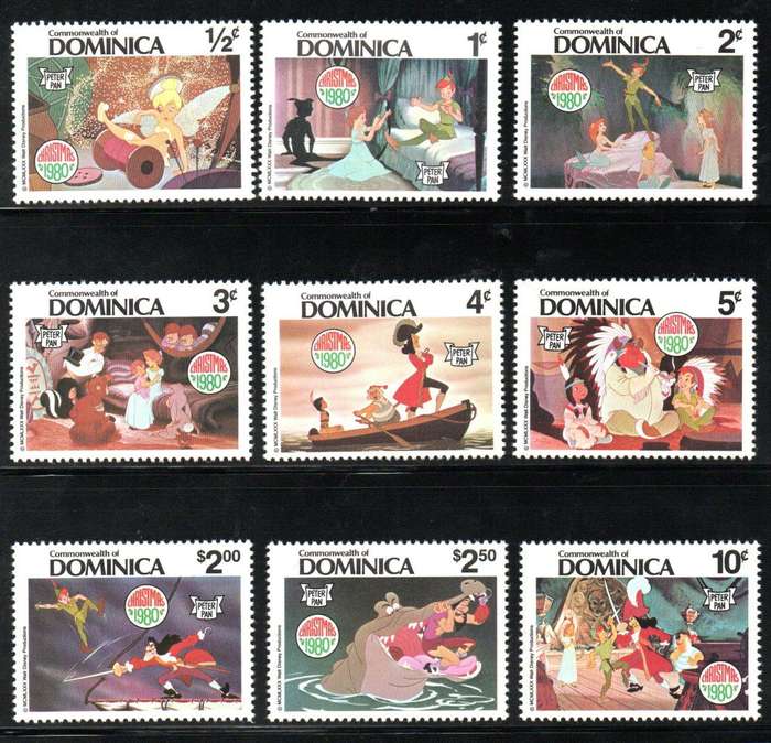 DOMINICA CLEARANCE OF DISNEY THEMED MINI SHEETS, SINGLES IN SETS UMM. AS PER SCANS. GOOD VALUE.