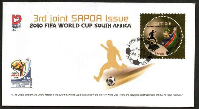 NAMIBIA 2010 3RD SAPOA JOINT ISSUE - FIFA WORLD CUP UMM SHEET. SACC695. + FDC NO 3.74. AS PER SCANS.
