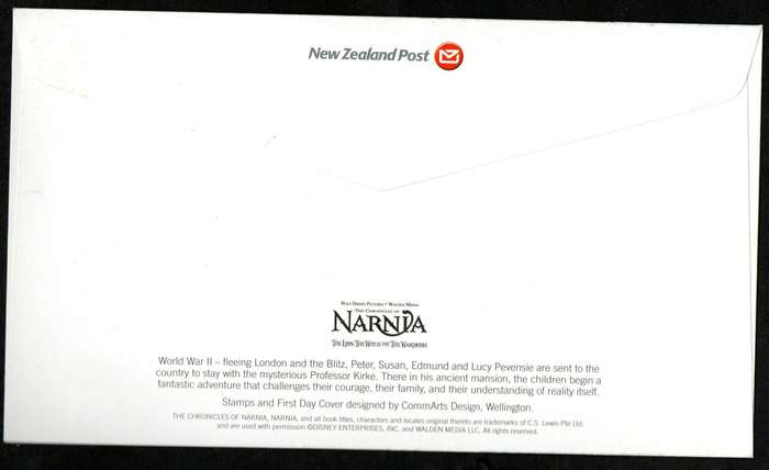 NEW ZEALAND 2005 NARNIA - THE LION, THE WITCH AND THE WARDROBE FDCs (X2). AS PER SCANS.