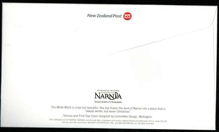 NEW ZEALAND 2005 NARNIA - THE LION, THE WITCH AND THE WARDROBE FDCs (X2). AS PER SCANS.