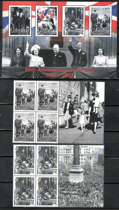 GIBRALTAR 2004 ANN OF D-DAY LANDINGS UMM SET OF (X4) BLKS OF (X4) + MSHEET. SG1088/MS92. CV GBP 35.
