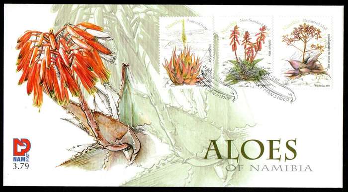 NAMIBIA 2011 ALOES UMM SET OF (X3) CONTROL BLKS OF (X4) CC732-4 + FDC 3.79. TOTAL CV R532.