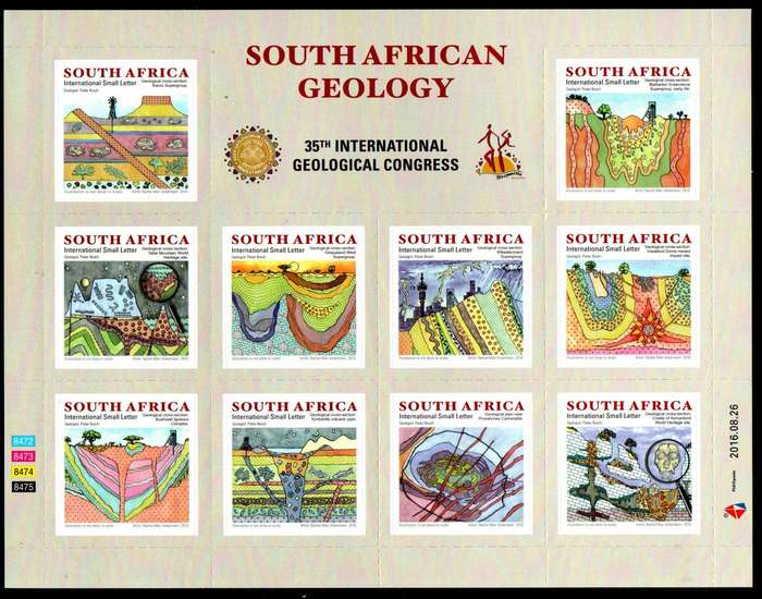 RSA 2016 SA geology mint sheetlet of (x10) - as per scans - SACC2289 - CV R600.