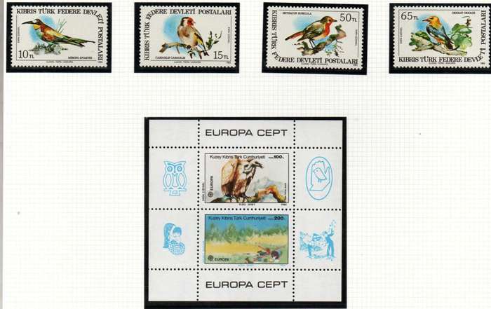 Turkish Cypriot Posts 1982 birds umm set of (x4) SG140/3+ 1985 nature msheet umm - SGMS187 CV GBP 14