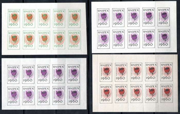 Union 1960 Unipex Johannesburg (x4) label sheetlets of (x10) mint - as per scans.
