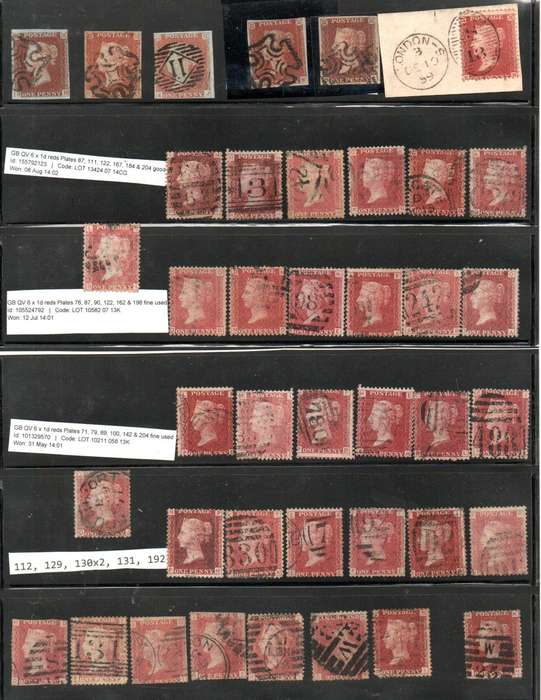 GB selection of (x40+) used 1 penny red singles - condition as per scans - unchecked etc.