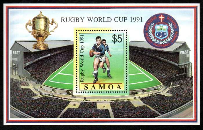 Samoa 1991 Rugby World Cup umm mini sheet  SGMS866  CV GBP 8.5.