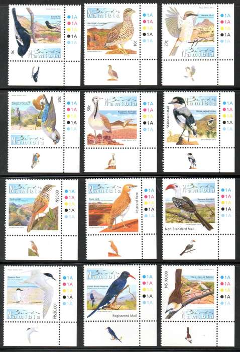 NAMIBIA 2012 5TH DEF BIRDS SET OF (X12) UMM SINGLES. AS PER SCANS. CC743-54.