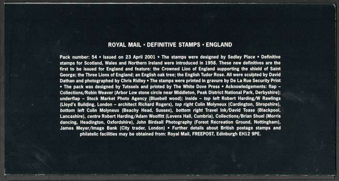 GB 2001 Regional issues (England) mint presentation pack no 54 - as per scans.