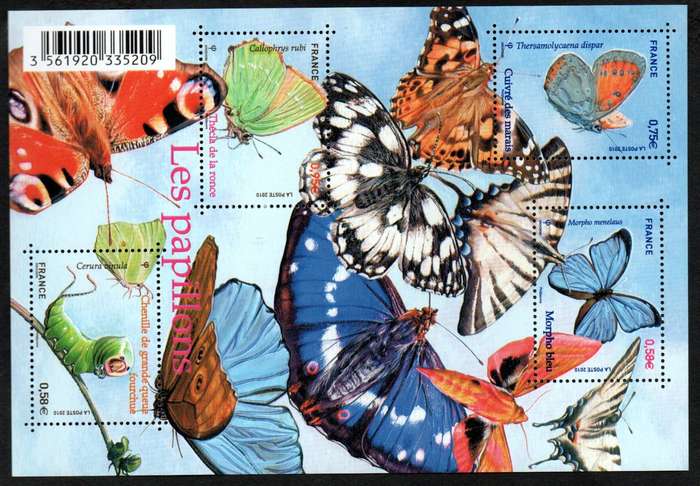 France 2010 Butterflies umm mini sheet  SGMS4854  CV GBP 10  lovely thematic item.