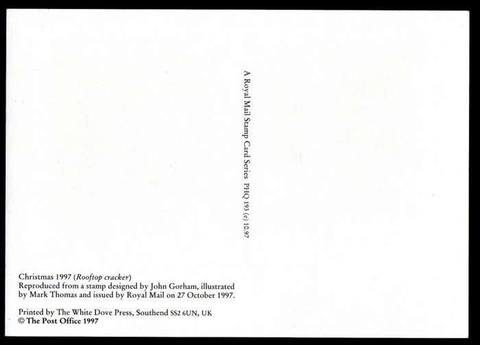 GB 1997 Christmas. 150th ann of the Christmas cracker presentation pack no 282 plus set of postcards