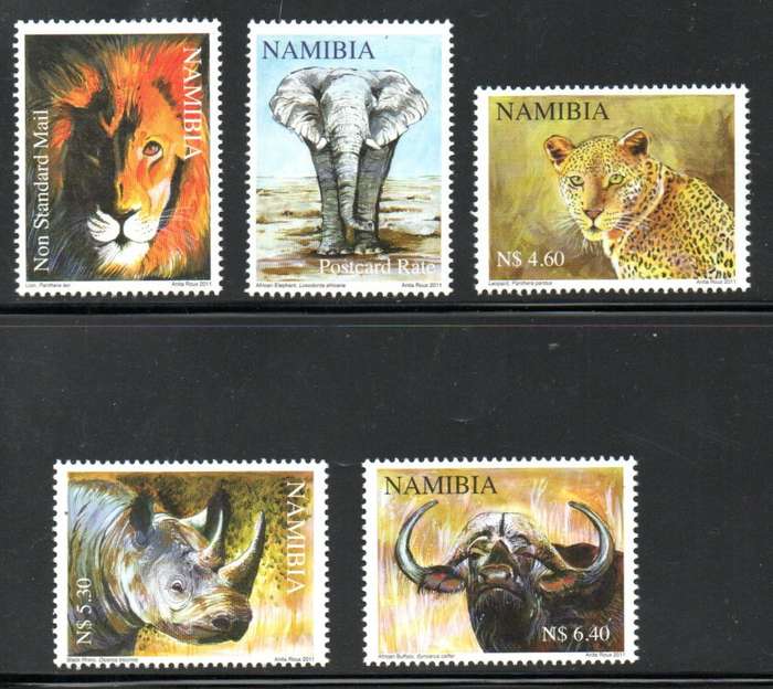 Namibia 2011 The Big Five umm set of (x5) singles  SACC712-6  lovely set.