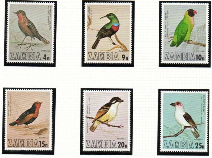 Zambia 1977 birds set of (x6) umm - SG262-267  lovely set.